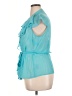 Worthington 100% Polyester Teal Short Sleeve Blouse Size XL - photo 5