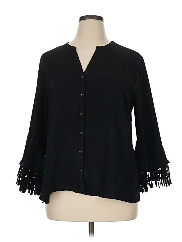 Pre-owned Chico's 3/4 Sleeve Blouse In Black