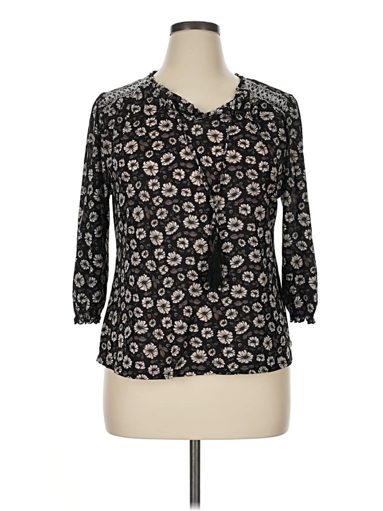 Pre-owned Style & Co 3/4 Sleeve Blouse In Black