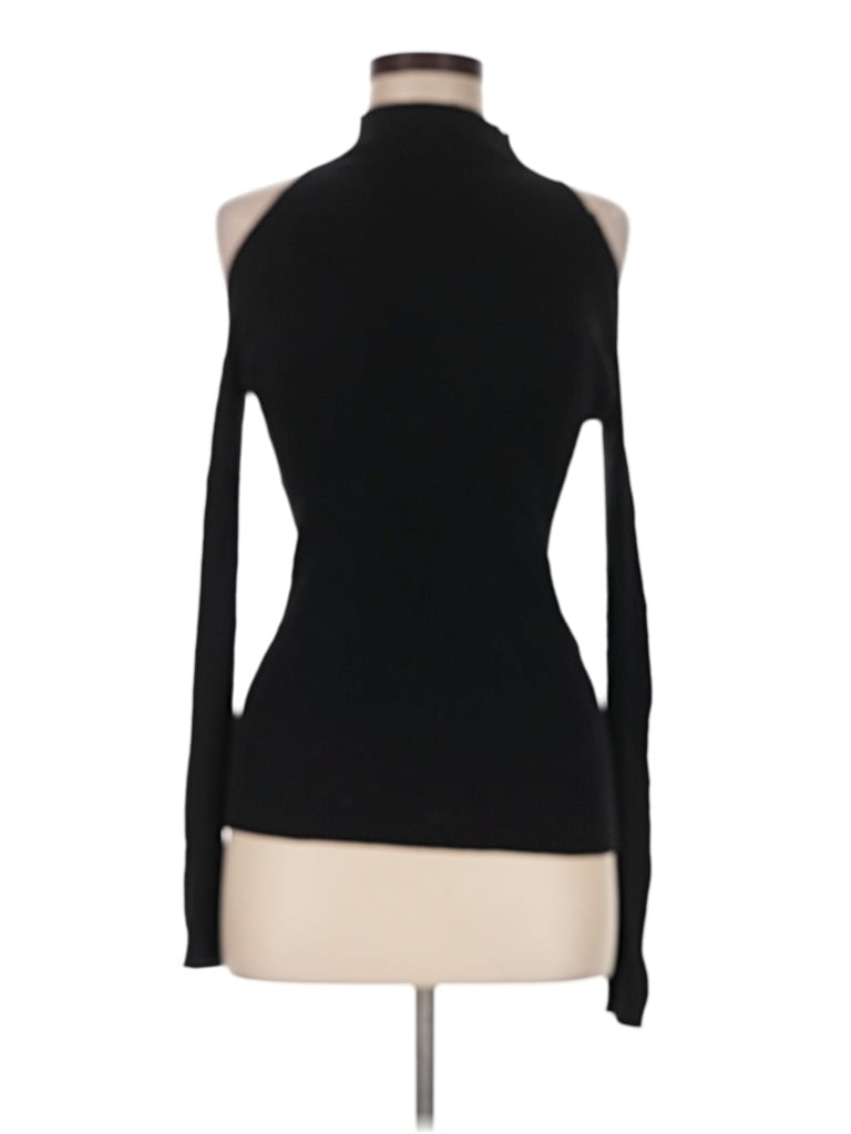 Pre-owned Halogen Long Sleeve Top Black Turtleneck Tops