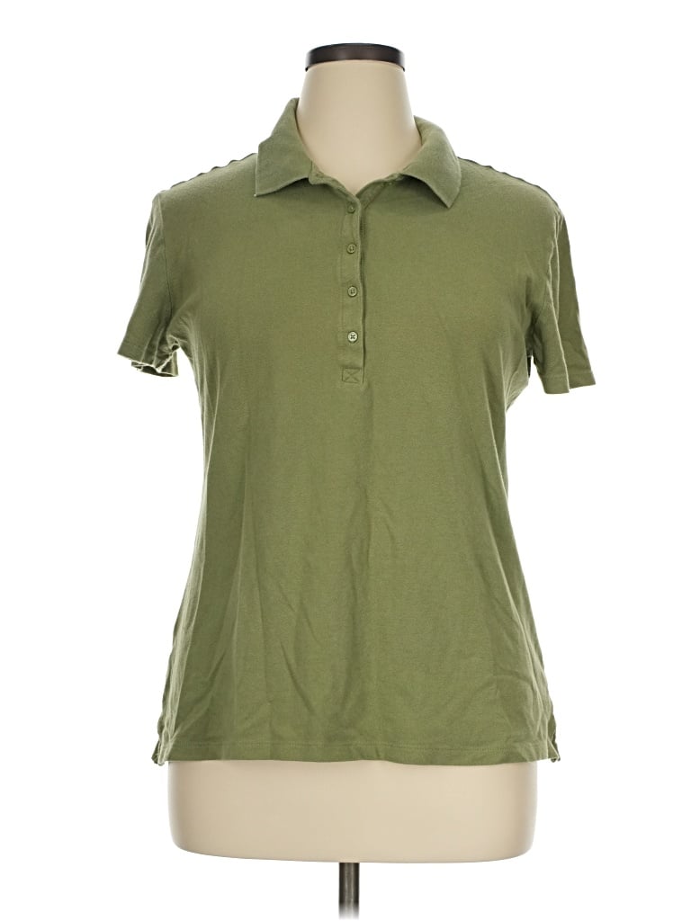 Pre-owned Faded Glory Short Sleeve Polo Shirt In Green