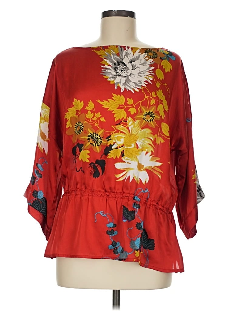 Pre-owned Soft Surroundings 3/4 Sleeve Blouse In Red