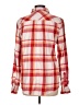 Lands' End 100% Cotton Plaid Orange Long Sleeve Button-Down Shirt Size 12 - photo 2