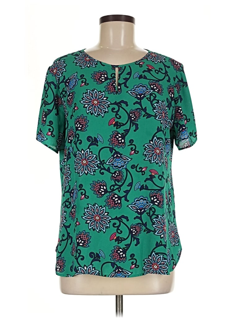 Pre-owned Van Heusen Short Sleeve Blouse In Teal