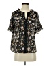 Everleigh 100% Polyester Floral Black Short Sleeve Blouse Size S - photo 1