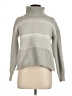 Mia + Tess Chevron-herringbone Gray Turtleneck Sweater Size M - photo 1