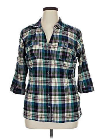 Maurices 3/4 Sleeve Button-Down Shirt (view 1)