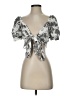 Free People Silver Short Sleeve Blouse Size 2 - photo 1