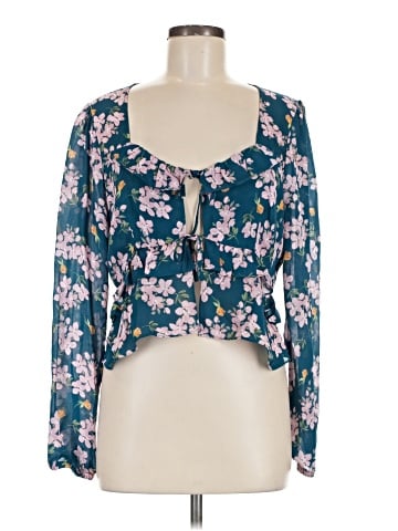 Intermix Long Sleeve Silk Top (view 1)