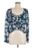 Intermix 100% Silk Teal Long Sleeve Silk Top Size 8 - photo 1