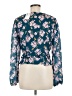 Intermix 100% Silk Teal Long Sleeve Silk Top Size 8 - photo 2