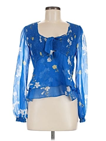 Intermix Long Sleeve Silk Top (view 1)