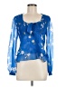 Intermix 100% Silk Blue Long Sleeve Silk Top Size 8 - photo 1
