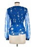 Intermix 100% Silk Blue Long Sleeve Silk Top Size 8 - photo 2