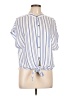 Olivaceous Stripes Blue Short Sleeve Blouse Size L - photo 1