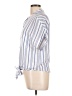 Olivaceous Stripes Blue Short Sleeve Blouse Size L - photo 5
