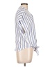 Olivaceous Stripes Blue Short Sleeve Blouse Size L - photo 4