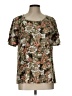 Cato Floral Brown Short Sleeve Blouse Size L - photo 1