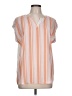 Papermoon 100% Polyester Stripes Orange Short Sleeve Blouse Size L - photo 1