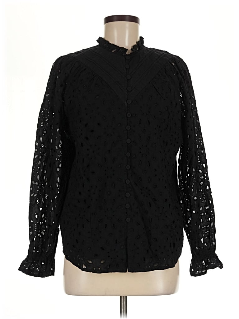 Pre-owned Zesica Long Sleeve Blouse In Black