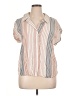 A New Day 100% Rayon Stripes Ivory Short Sleeve Blouse Size XL - photo 1