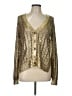 BCBGMAXAZRIA 100% Polyester Metallic Gold Cardigan Size L - photo 1