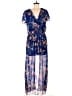 New Look 100% Polyester Paisley Blue Jumpsuit Size L - photo 1