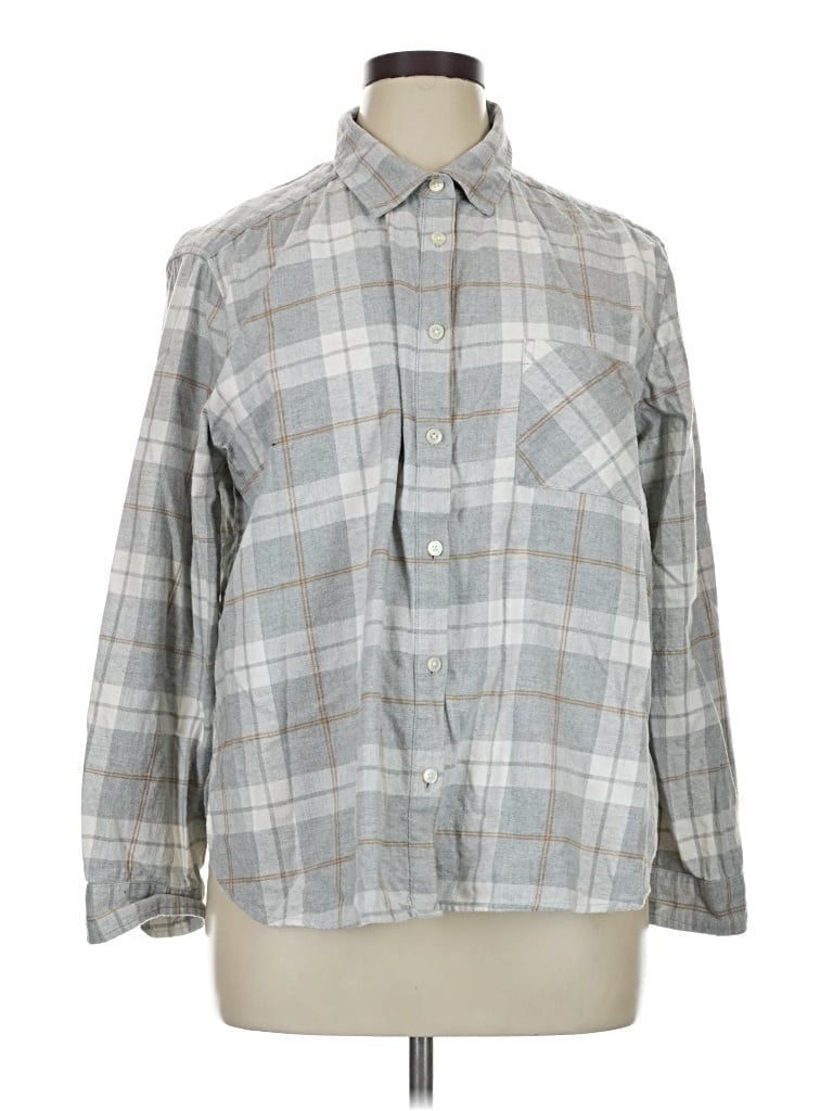 Pre-owned Ann Taylor Loft Long Sleeve Button Down Shirt In Gray