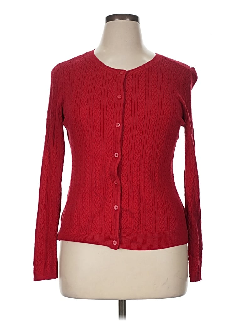 Pre-owned Liz Claiborne Cardigan Sweater In Red