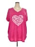 Woman Within Hearts Pink Short Sleeve T-Shirt Size 26/28 - photo 1