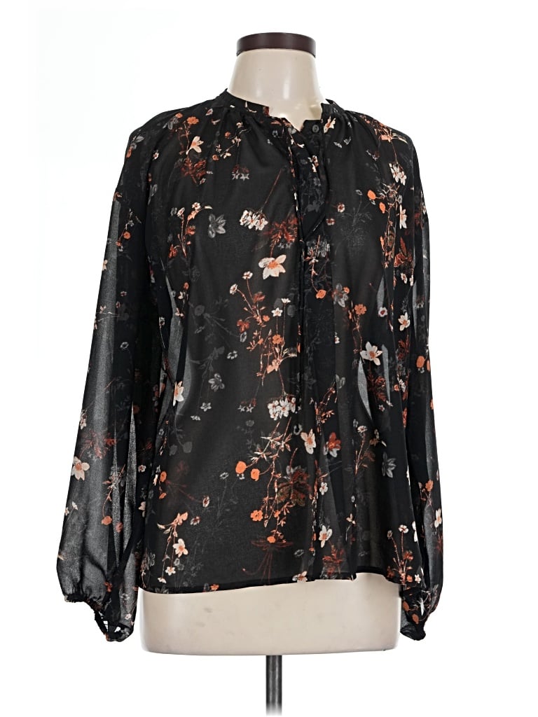 Pre-owned A New Day Long Sleeve Blouse In Black