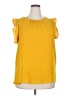 Halogen 100% Polyester Yellow Short Sleeve Blouse Size XXL - photo 1