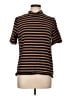 AK Anne Klein Stripes Brown Short Sleeve Turtleneck Size L - photo 1