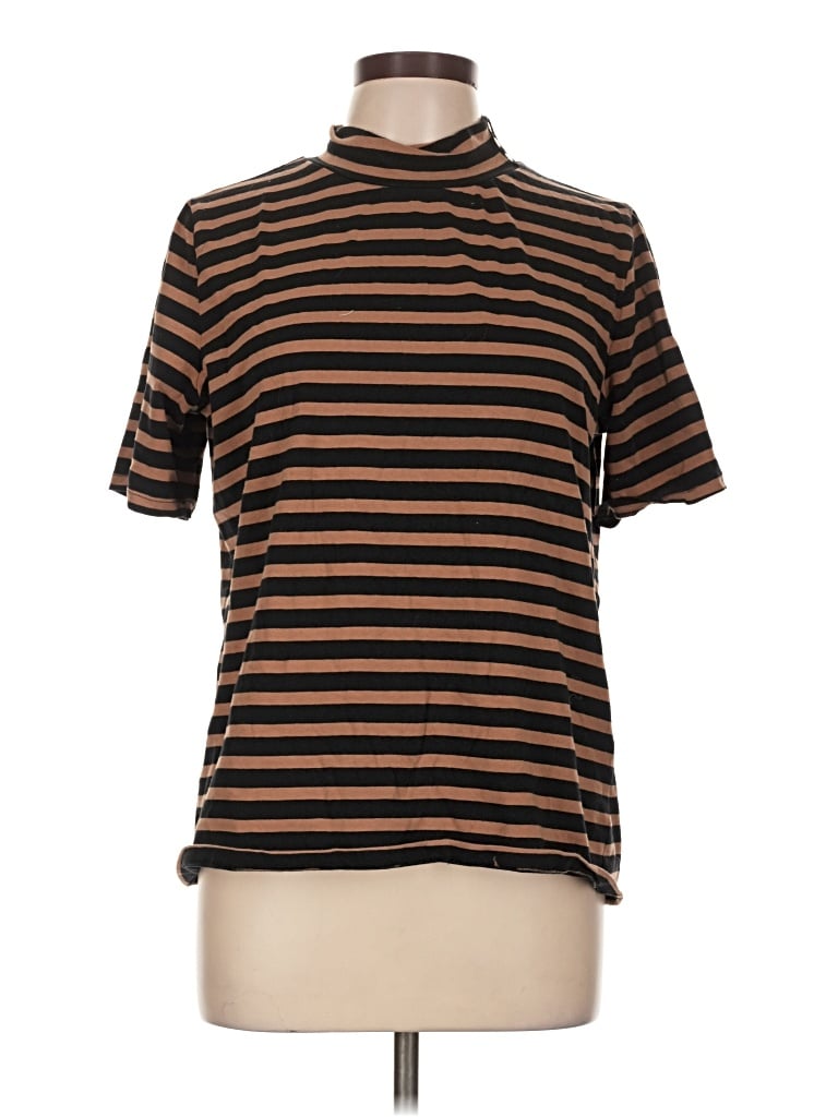 Pre-owned Ak Anne Klein Short Sleeve Turtleneck In Brown