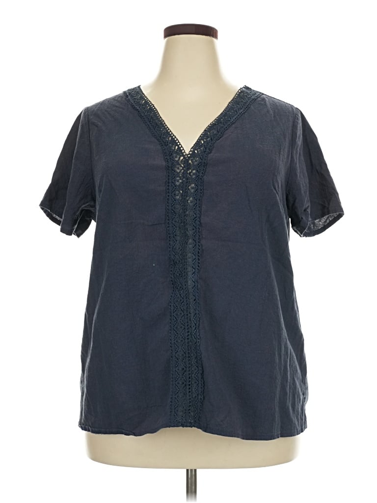 Pre-owned Emery Rose Short Sleeve Blouse In Blue