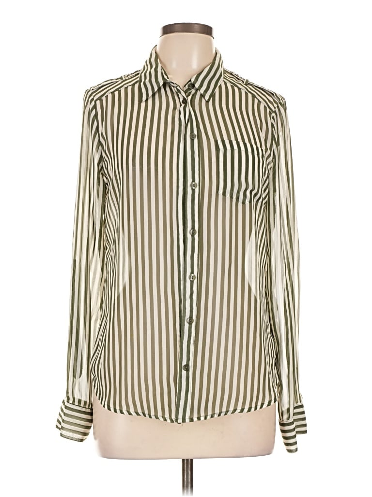 Pre-owned By & By Long Sleeve Blouse In Green