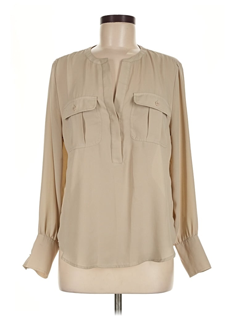 Pre-owned Banana Republic Factory Store Long Sleeve Blouse In Tan