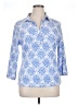 J. McLaughlin Floral Blue 3/4 Sleeve Button-Down Shirt Size XL - photo 1