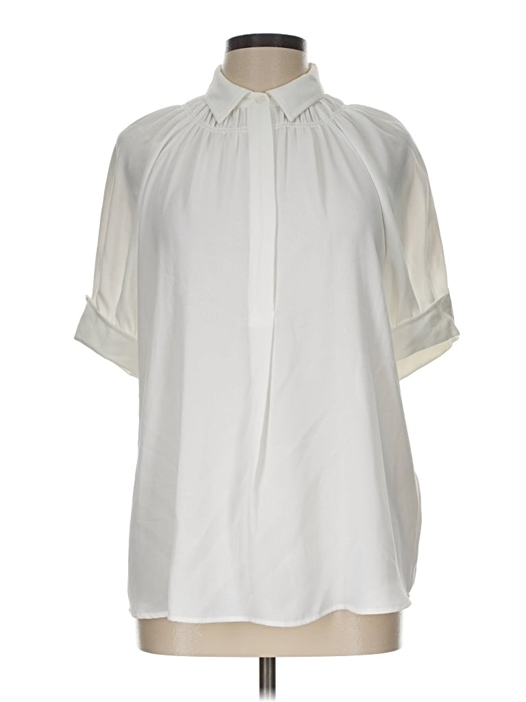 Pre-owned Max Studio Short Sleeve Turtleneck In Ivory