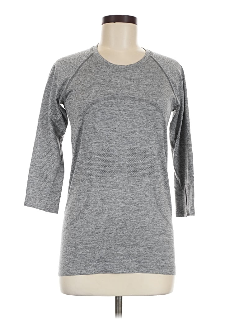 Pre-owned Lululemon Athletica 3/4 Sleeve T-shirt In Gray