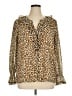 On 34th 100% Recycled Polyester Animal Print Tan Long Sleeve Blouse Size XL - photo 1