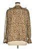 On 34th 100% Recycled Polyester Animal Print Tan Long Sleeve Blouse Size XL - photo 2