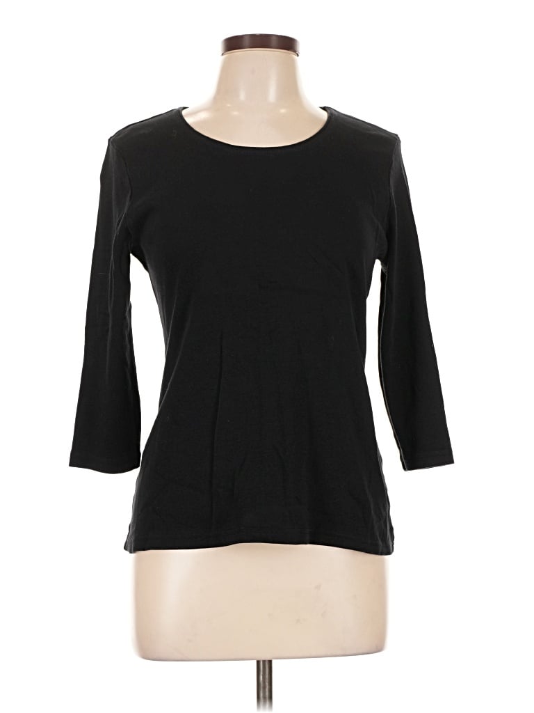 Pre-owned Karen Scott 3/4 Sleeve T-shirt In Black