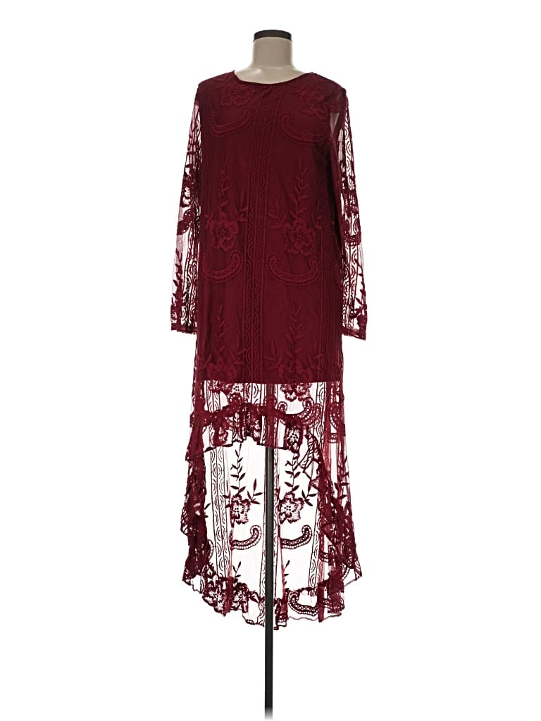 Pre-owned Lucky & Blessed Cocktail Dress In Burgundy