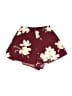 Unbranded 100% Polyester Floral Burgundy Shorts Size S - photo 1