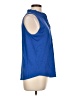 Ann Taylor LOFT Blue Sleeveless Button-Down Shirt Size L - photo 4