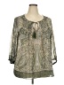 Rose + Olive 100% Polyester Green 3/4 Sleeve Blouse Size 2X - photo 1