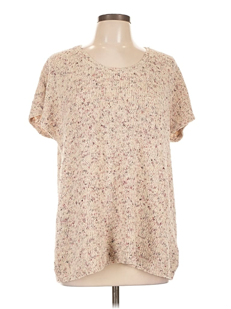 Pre-owned Purejill Short Sleeve Blouse In Tan