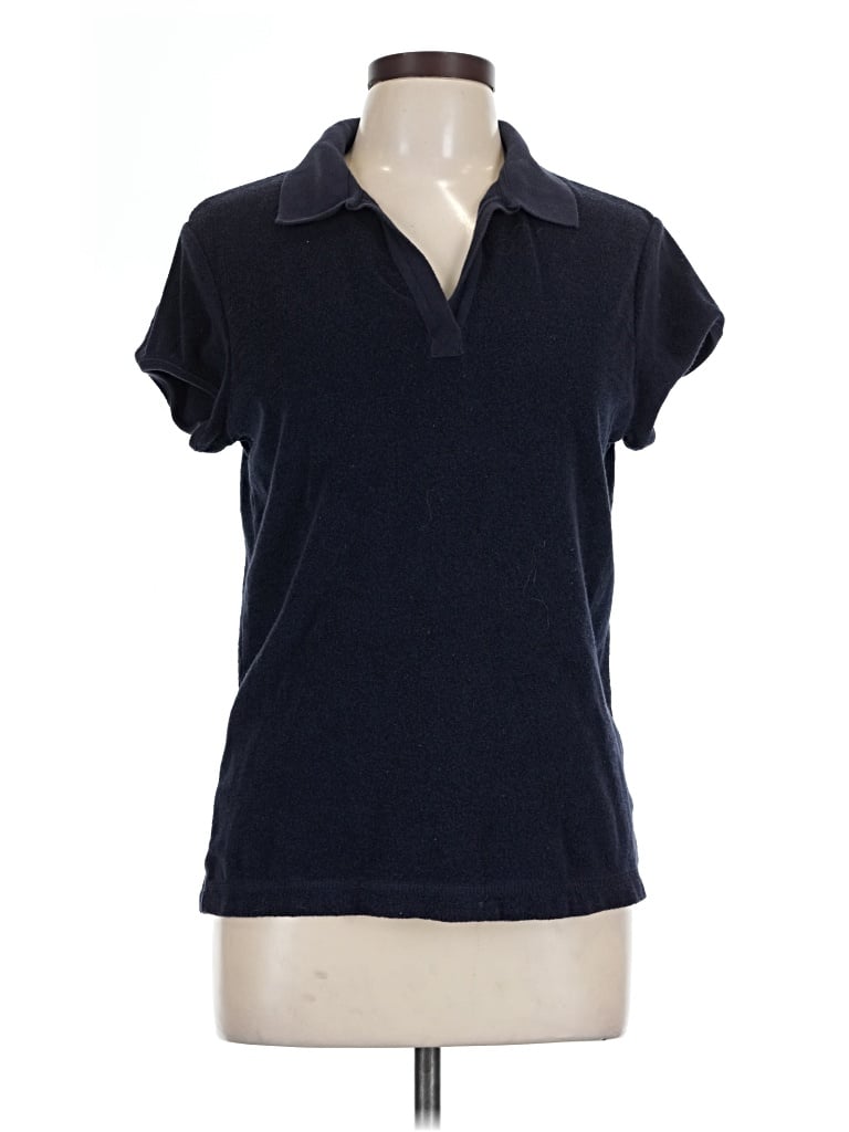 Pre-owned Catalina Short Sleeve Top Blue Collared Neckline Tops