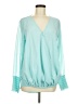 DG^2 by Diane Gilman 100% Polyester Teal Long Sleeve Blouse Size M - photo 1
